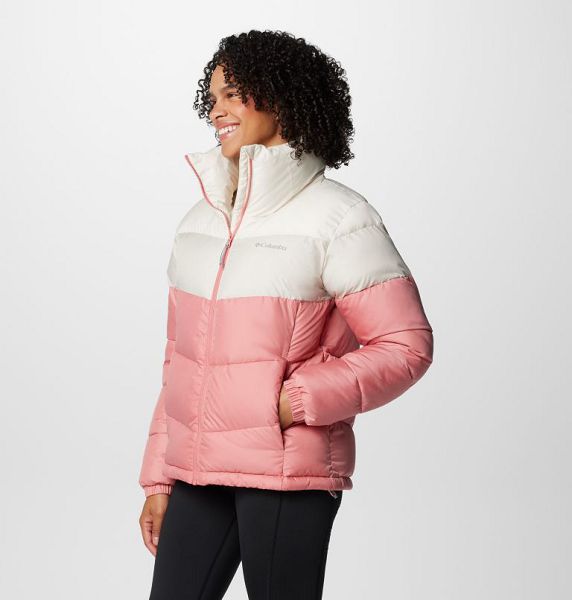 Women Columbia Puffect™ II Colourblock Puffer Jacket Pink / Dark Grey | US-UBRZPO-087