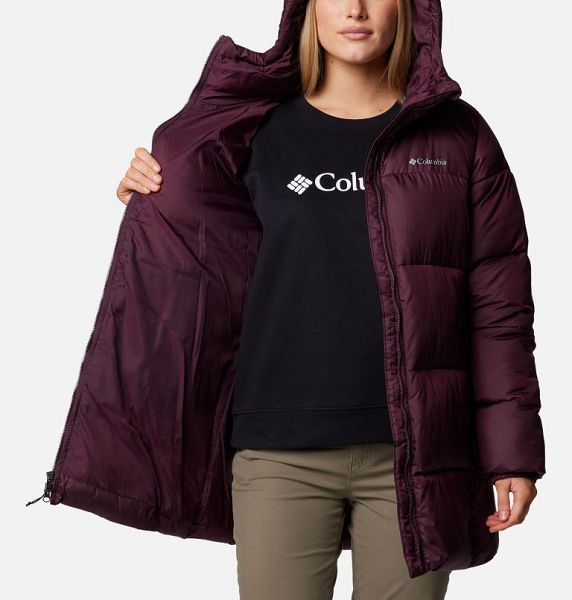 Women Columbia Puffect™ II Hooded Mid Puffer Jacket Burgundy | US-BTHVQS-072