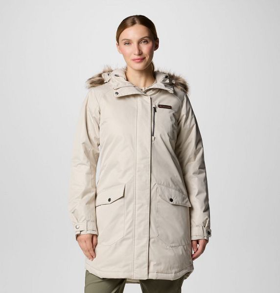 Women Columbia Suttle Mountain™ Long Synthetic Down Parka Jackets Dark Grey | US-EOZRIN-214