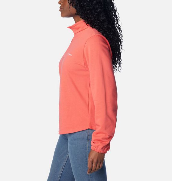 Women Columbia Trek™ French Terry Half Zip Top Hoodie Coral | US-HIWUOP-539