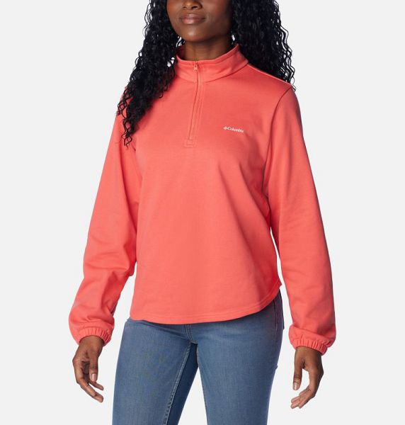 Women Columbia Trek™ French Terry Half Zip Top Hoodie Coral | US-HIWUOP-539