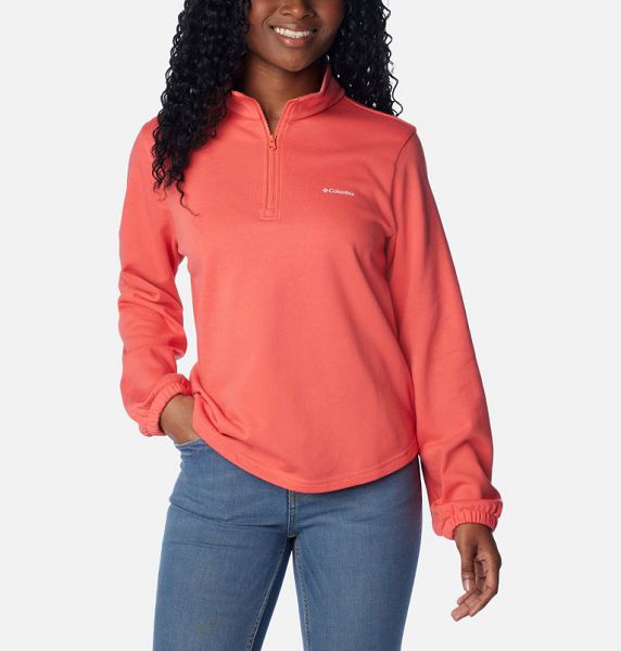 Women Columbia Trek™ French Terry Half Zip Top Hoodie Coral | US-HIWUOP-539