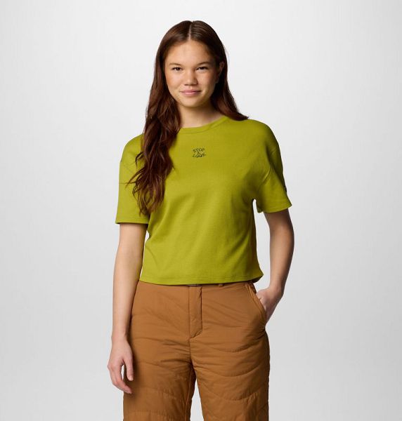 Women Columbia Wallowa™ Cropped Graphic T-Shirt Green | US-HIKQOL-549