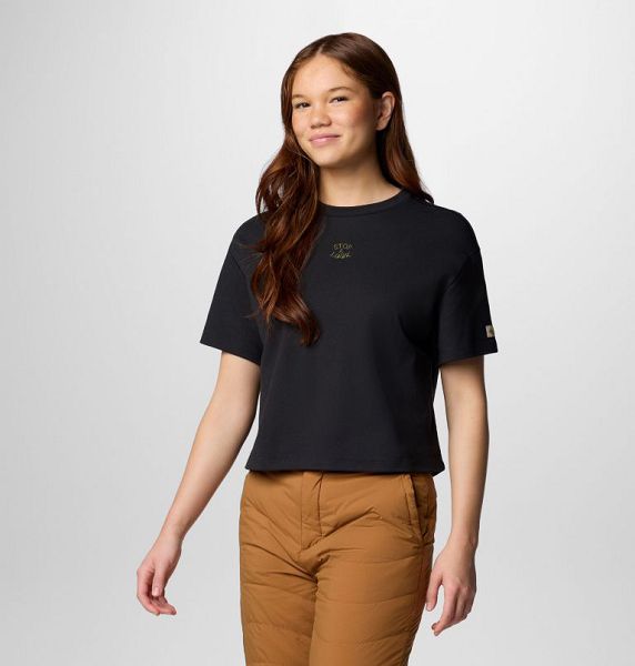 Women Columbia Wallowa™ Cropped Graphic T-Shirt Black | US-WABHRY-348