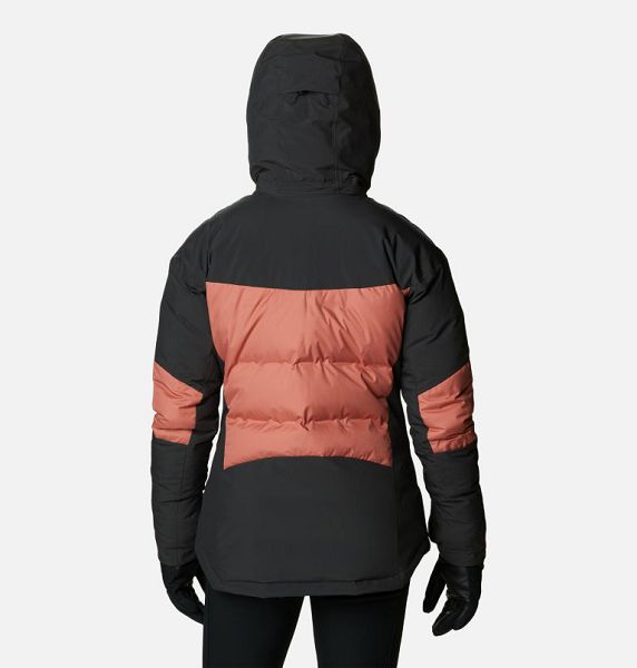 Women Columbia Wild Card™ II Waterproof Hooded Ski Down Jackets Dark Coral / Dark Grey | US-KCOPVL-835