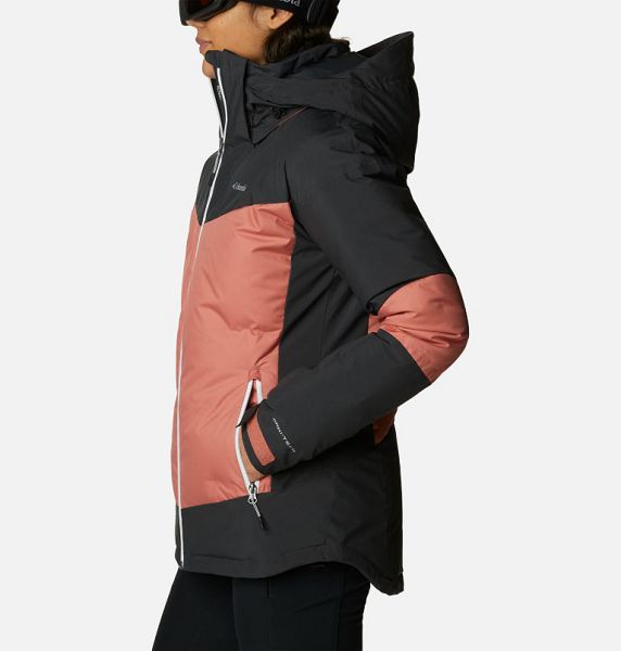 Women Columbia Wild Card™ II Waterproof Hooded Ski Down Jackets Dark Coral / Dark Grey | US-KCOPVL-835