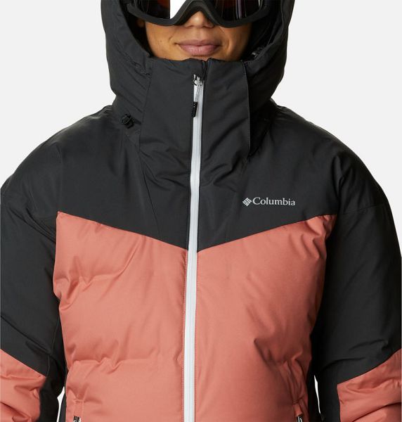 Women Columbia Wild Card™ II Waterproof Hooded Ski Down Jackets Dark Coral / Dark Grey | US-KCOPVL-835