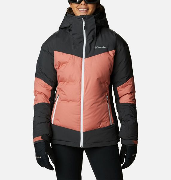 Women Columbia Wild Card™ II Waterproof Hooded Ski Down Jackets Dark Coral / Dark Grey | US-KCOPVL-835