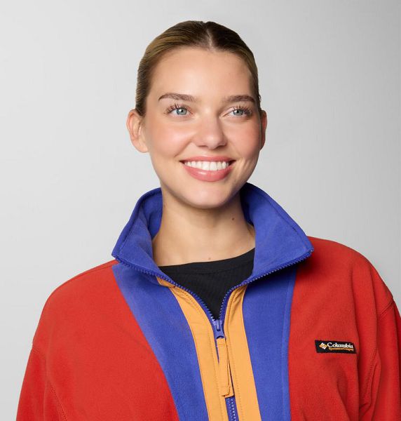 Women Columbia WoBack Bowl™ Casual Fleece Jackets Red / Blue | US-QREHIV-389