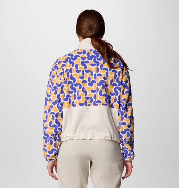 Women Columbia WoBack Bowl™ Printed Fleece Jackets Blue / Yellow / White | US-FYDPMH-309