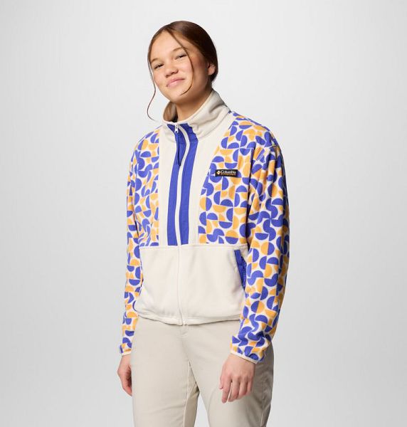 Women Columbia WoBack Bowl™ Printed Fleece Jackets Blue / Yellow / White | US-FYDPMH-309