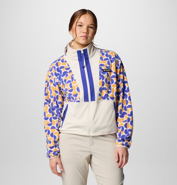 Women Columbia WoBack Bowl™ Printed Fleece Jackets Blue / Yellow / White | US-FYDPMH-309