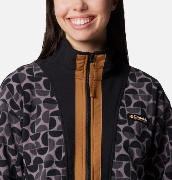 Women Columbia WoBack Bowl™ Printed Fleece Jackets Black / Black | US-GPBTEC-602