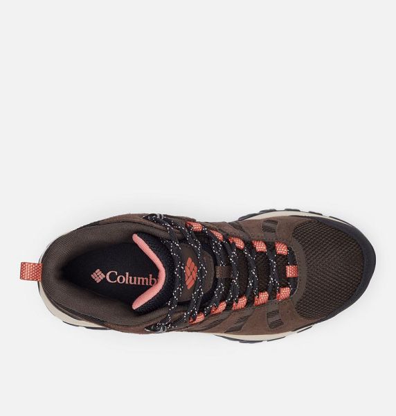 Women Columbia WoRedmond™ III Mid Waterproof Walking Boots Dark Brown / Dark Coral | US-NQMGEY-748