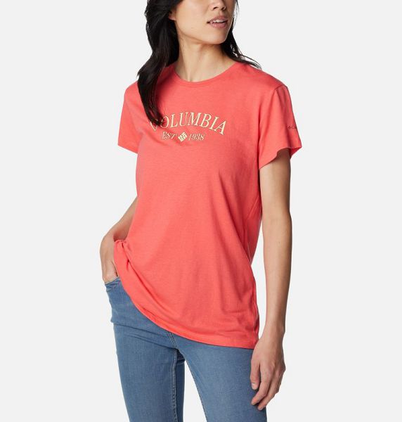 Women Columbia WoTrek™ Casual Graphic T-Shirt Coral | US-HPRIUL-631