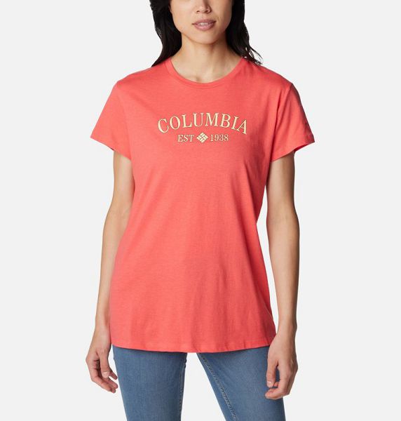 Women Columbia WoTrek™ Casual Graphic T-Shirt Coral | US-HPRIUL-631